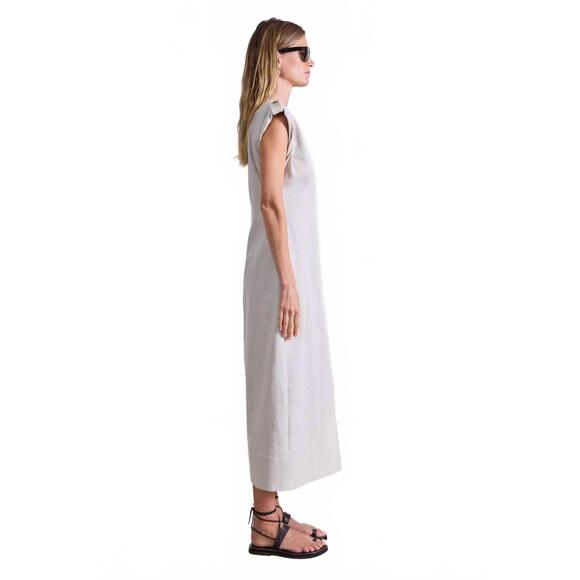 NEW APIECE APART linen blend shift maxi dress in flax -  conticontadores.com.br